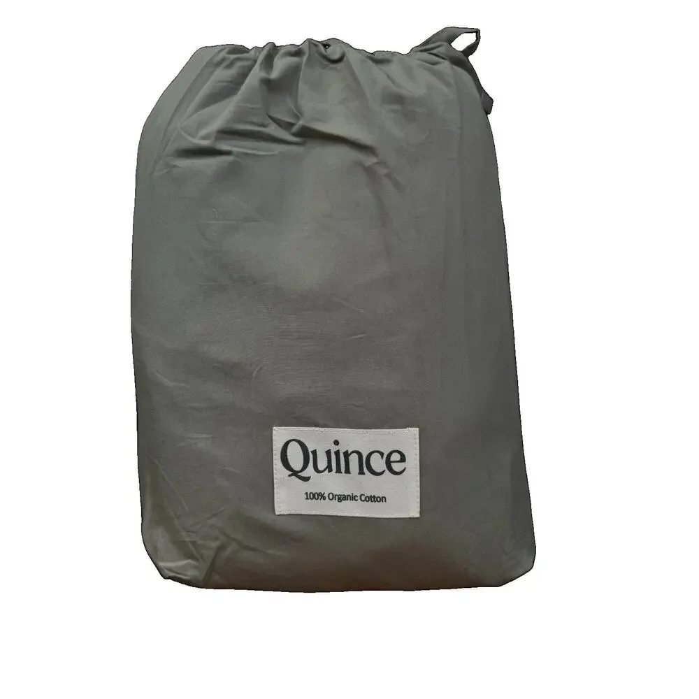 NEW Quince Organic Crisp Percale Duvet Cover Full Queen Dried Sage 88x92 NWOT